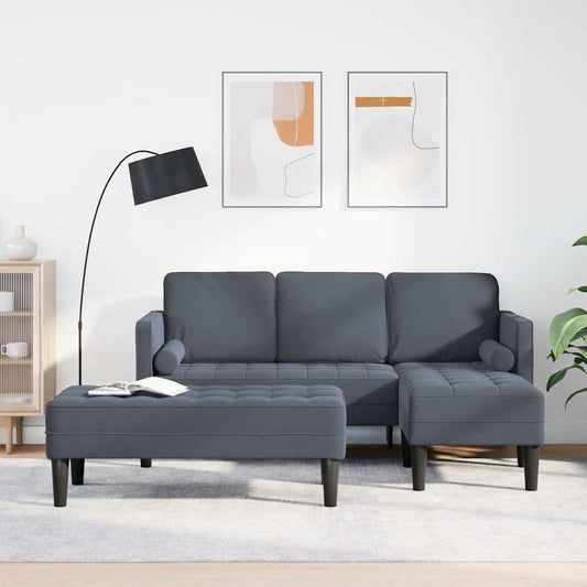 Sofa Sæt 2 Pcs Mørkegrå 173 X 131 X 67 Cm Fløjl - Hovedbillede