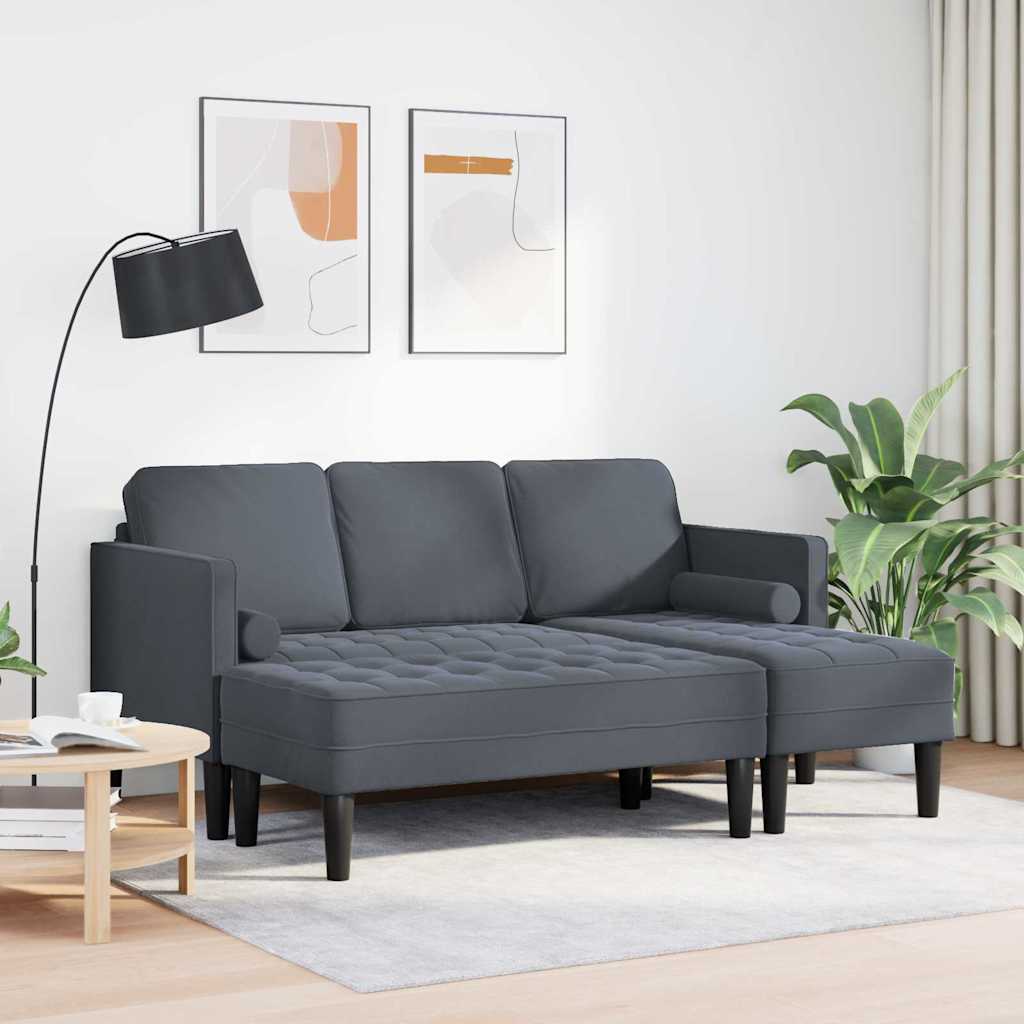 Sofa Sæt 2 Pcs Mørkegrå 173 X 131 X 67 Cm Fløjl - Billede 3