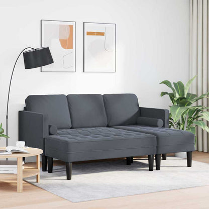 Sofa Sæt 2 Pcs Mørkegrå 173 X 131 X 67 Cm Fløjl - Billede 3