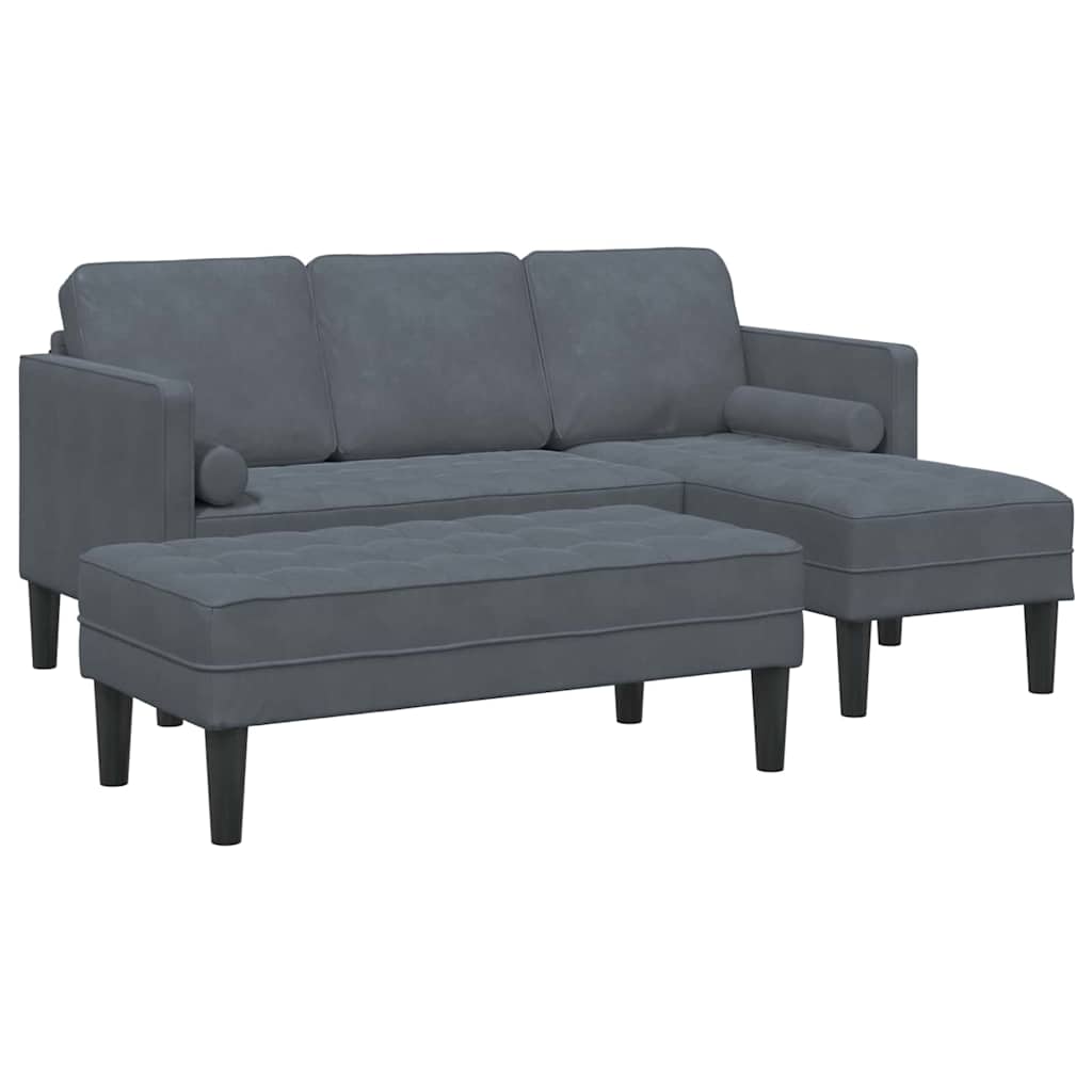 Sofa Sæt 2 Pcs Mørkegrå 173 X 131 X 67 Cm Fløjl - Billede 2