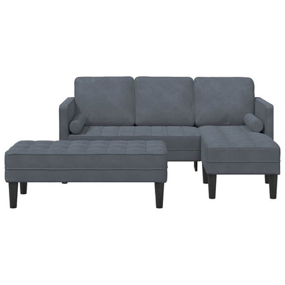 Sofa Sæt 2 Pcs Mørkegrå 173 X 131 X 67 Cm Fløjl - Billede 4