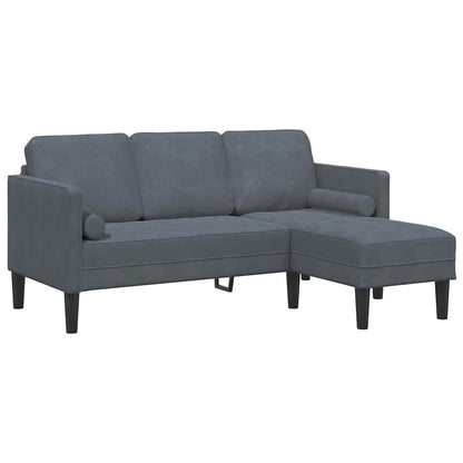 Sofa Sæt 2 Pcs Mørkegrå 173 X 131 X 67 Cm Fløjl - Billede 5