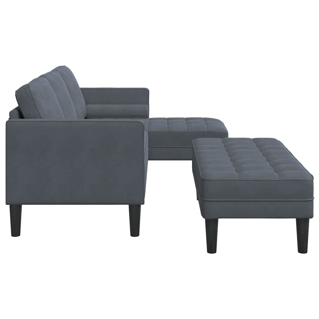 Sofa Sæt 2 Pcs Mørkegrå 173 X 131 X 67 Cm Fløjl - Billede 7