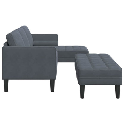 Sofa Sæt 2 Pcs Mørkegrå 173 X 131 X 67 Cm Fløjl - Billede 7