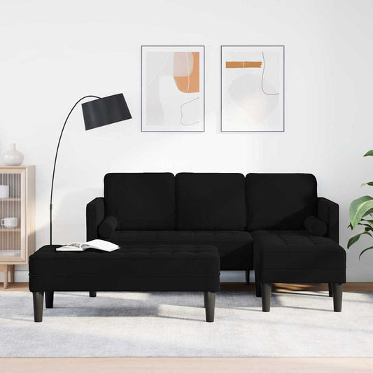 Sofa Sæt 2 Pcs Sort 173 X 131 X 67 Cm Fløjl - Hovedbillede