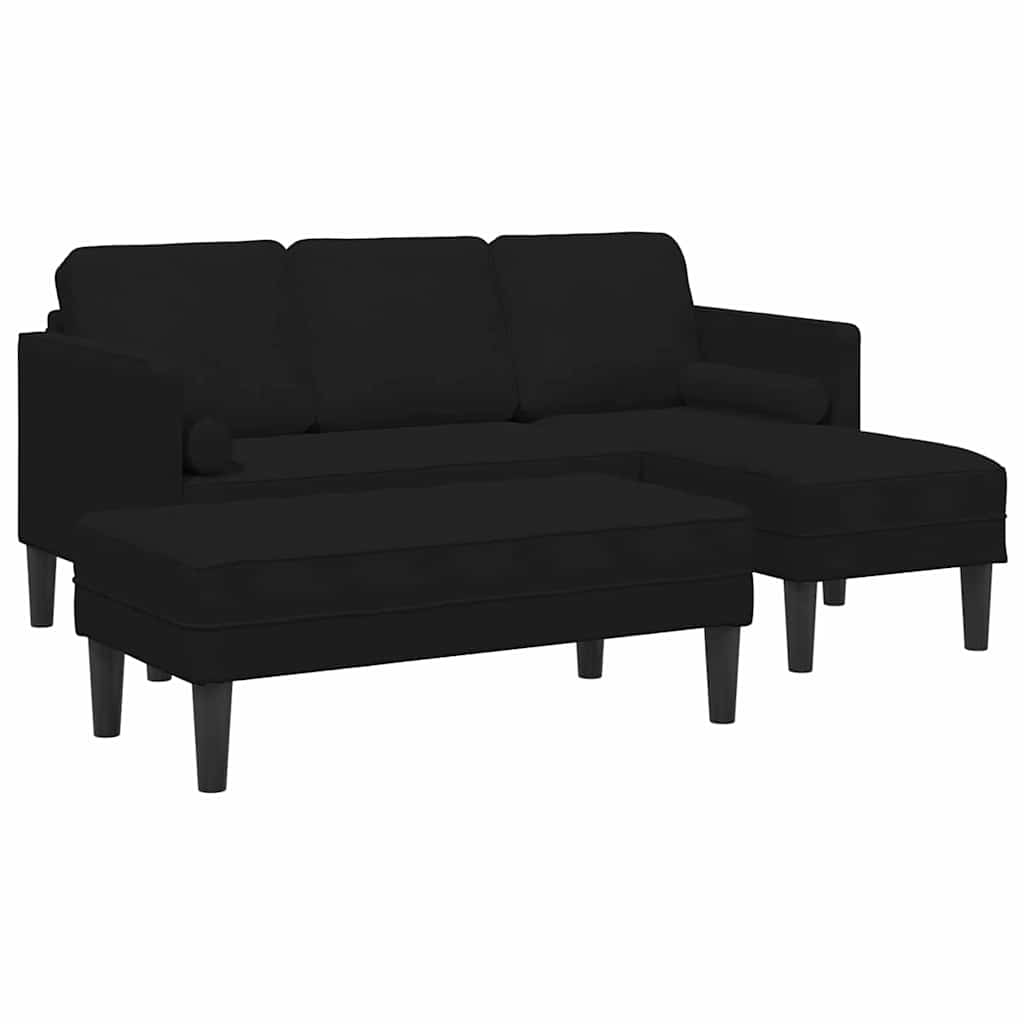 Sofa Sæt 2 Pcs Sort 173 X 131 X 67 Cm Fløjl - Billede 2