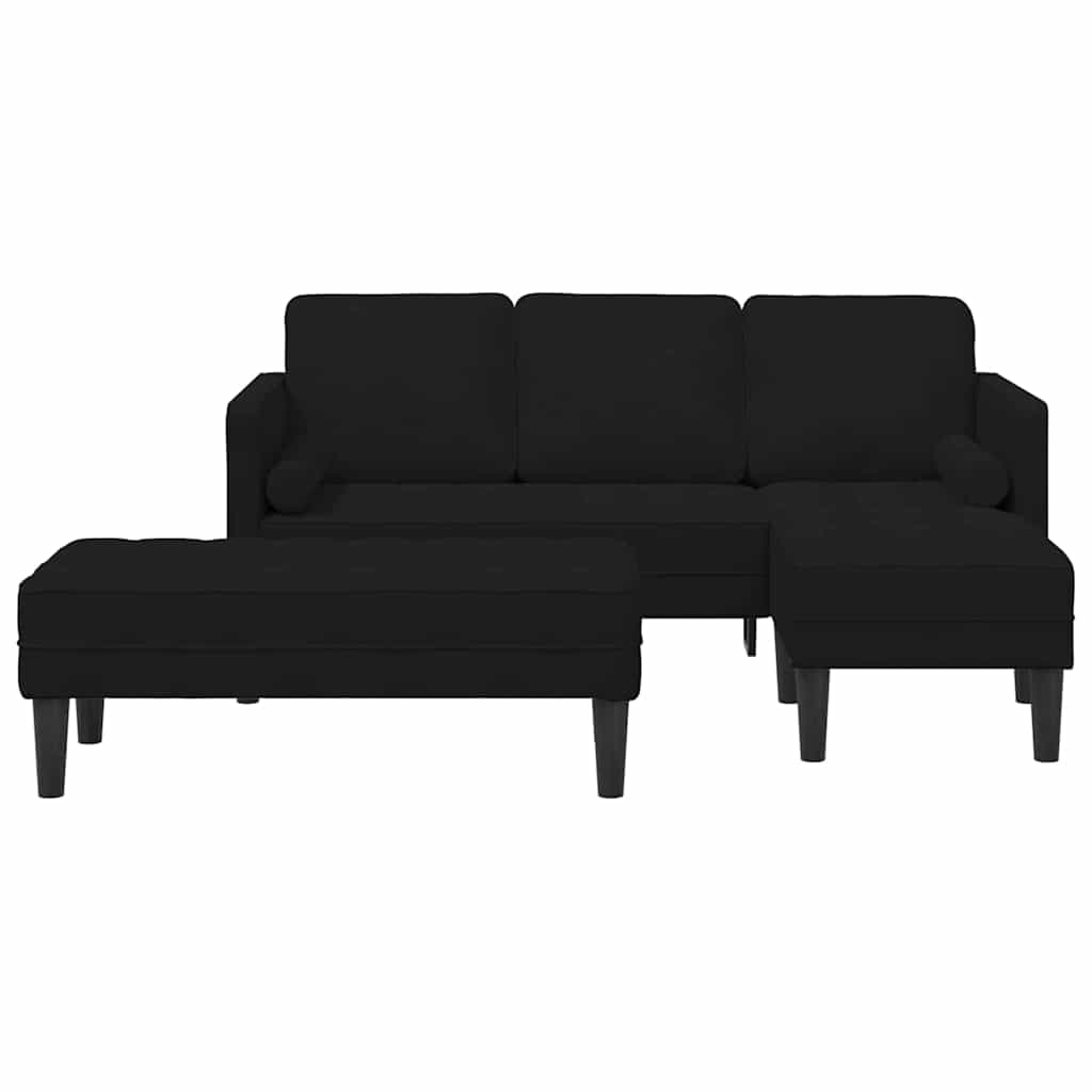 Sofa Sæt 2 Pcs Sort 173 X 131 X 67 Cm Fløjl - Billede 4