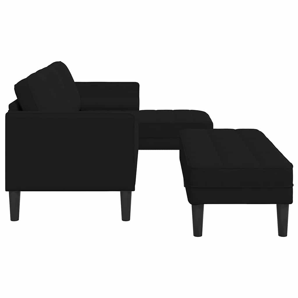 Sofa Sæt 2 Pcs Sort 173 X 131 X 67 Cm Fløjl - Billede 7