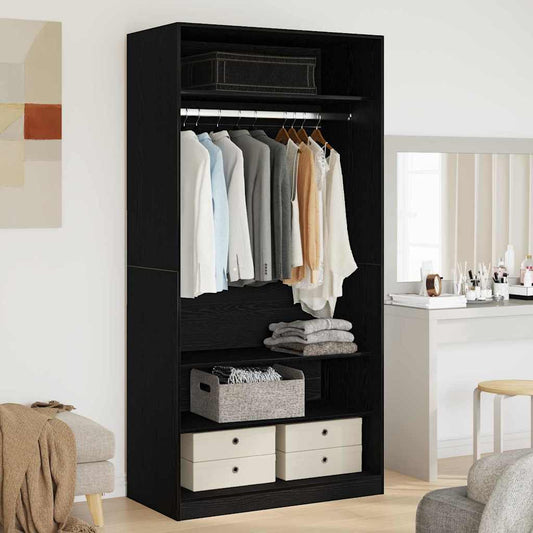 Garderobeskab Sort Eg 100 X 50 X 200 Cm Konstrueret Træ - Hovedbillede