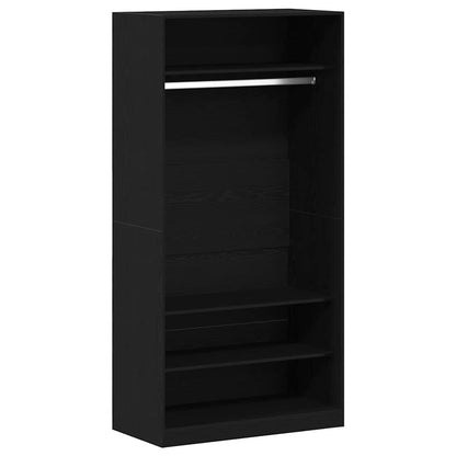 Garderobeskab Sort Eg 100 X 50 X 200 Cm Konstrueret Træ - Billede 2