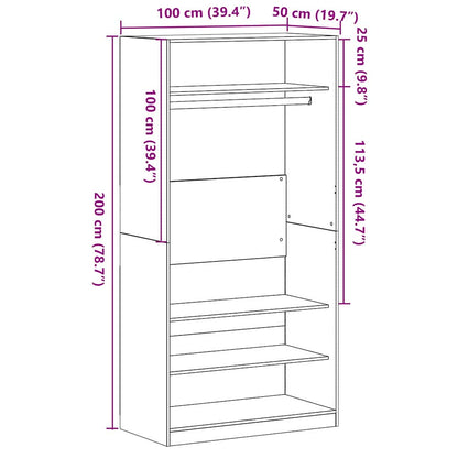 Garderobeskab Sort Eg 100 X 50 X 200 Cm Konstrueret Træ - Billede 10