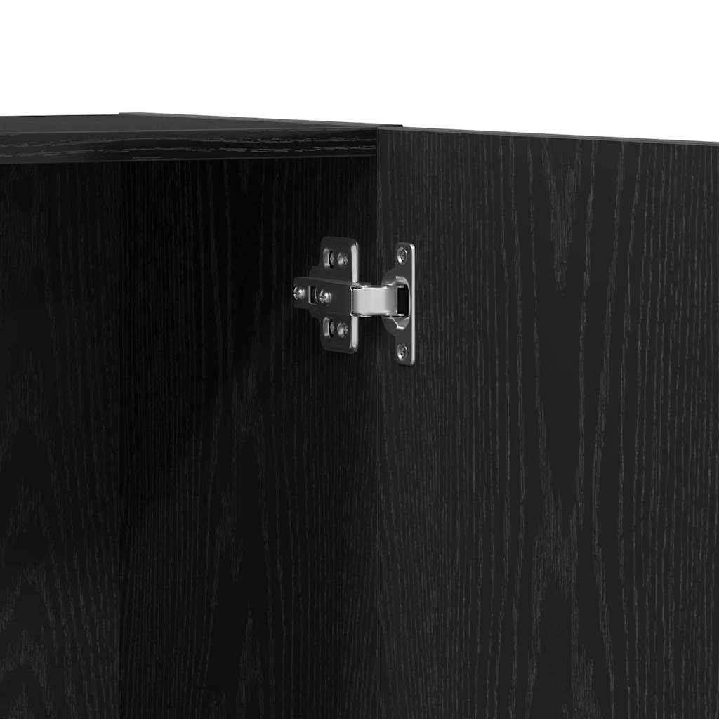 Kontorskab Med Dør 2 Pcs Sort Eg 60 X 32 X 190 Konstrueret Træ - Billede 9