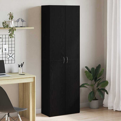 Kontorskab Med Dør 2 Pcs Sort Eg 60 X 32 X 190 Konstrueret Træ - Hovedbillede