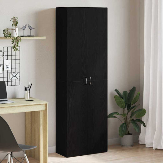 Kontorskab Med Dør 2 Pcs Sort Eg 60 X 32 X 190 Konstrueret Træ - Hovedbillede