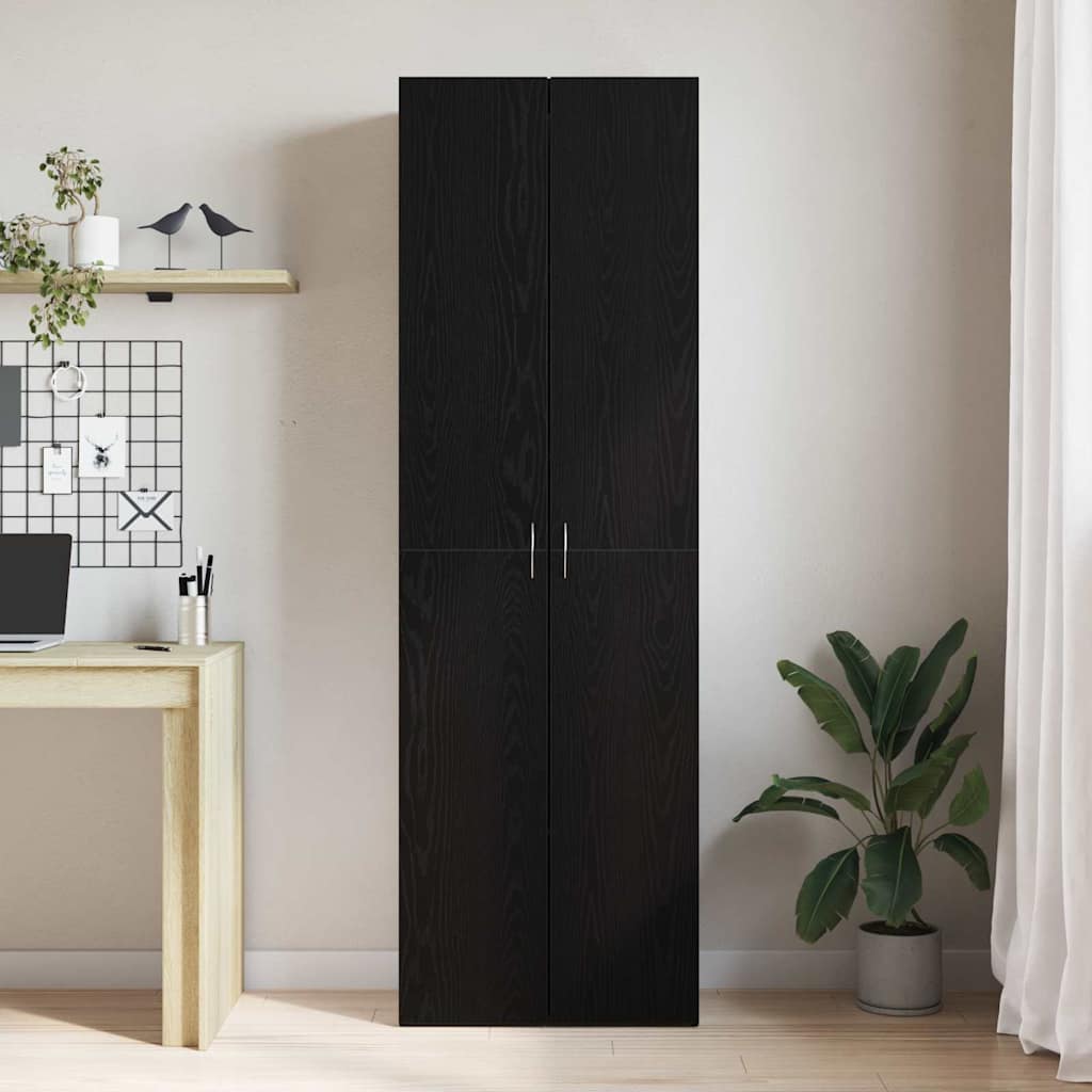 Kontorskab Med Dør 2 Pcs Sort Eg 60 X 32 X 190 Konstrueret Træ - Billede 4