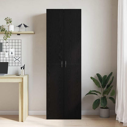 Kontorskab Med Dør 2 Pcs Sort Eg 60 X 32 X 190 Konstrueret Træ - Billede 4