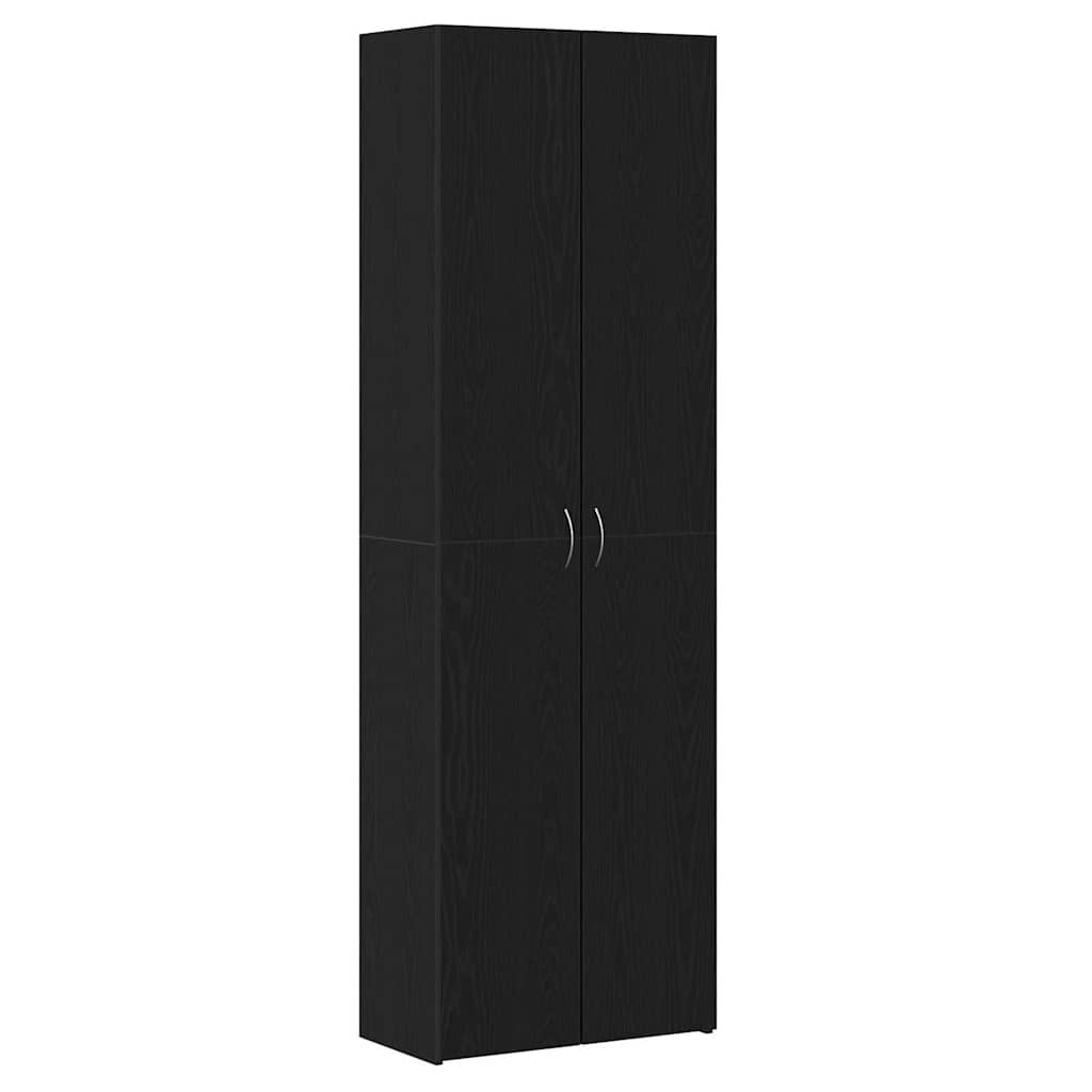 Kontorskab Med Dør 2 Pcs Sort Eg 60 X 32 X 190 Konstrueret Træ - Billede 2