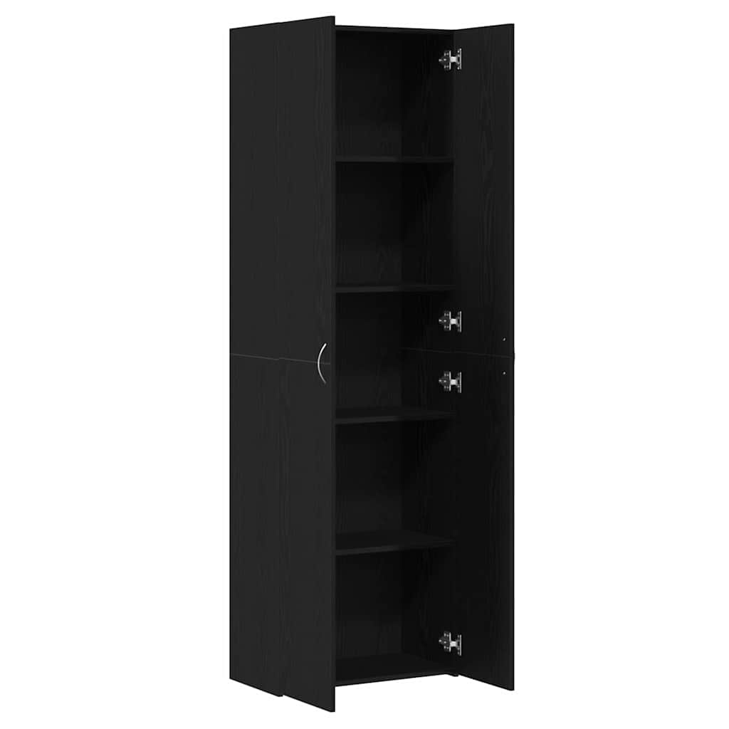 Kontorskab Med Dør 2 Pcs Sort Eg 60 X 32 X 190 Konstrueret Træ - Billede 5