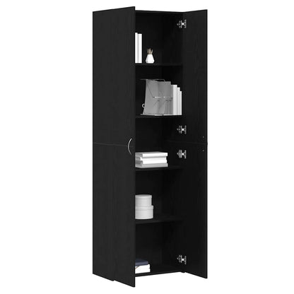 Kontorskab Med Dør 2 Pcs Sort Eg 60 X 32 X 190 Konstrueret Træ - Billede 3