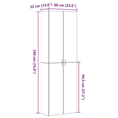 Kontorskab Med Dør 2 Pcs Sort Eg 60 X 32 X 190 Konstrueret Træ - Billede 11