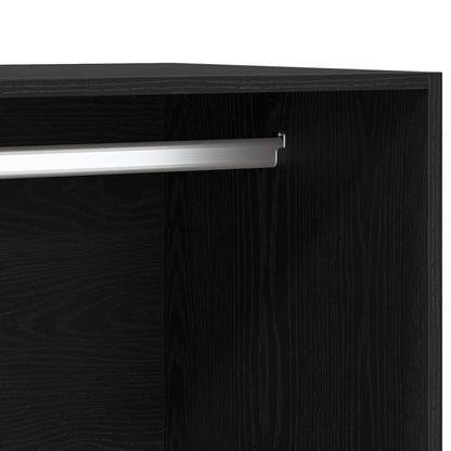 Garderobeskab Sort Eg 100 X 50 X 200 Cm Konstrueret Træ - Billede 9