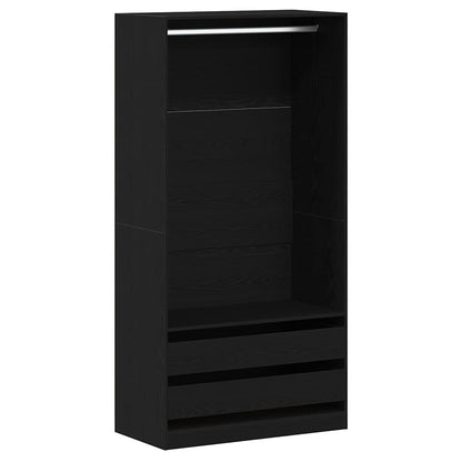 Garderobeskab Sort Eg 100 X 50 X 200 Cm Konstrueret Træ - Billede 2