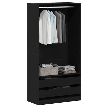 Garderobeskab Sort Eg 100 X 50 X 200 Cm Konstrueret Træ - Billede 3