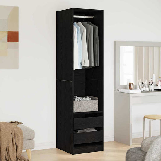 Garderobeskab Sort Eg 50 X 50 X 200 Cm Konstrueret Træ - Hovedbillede