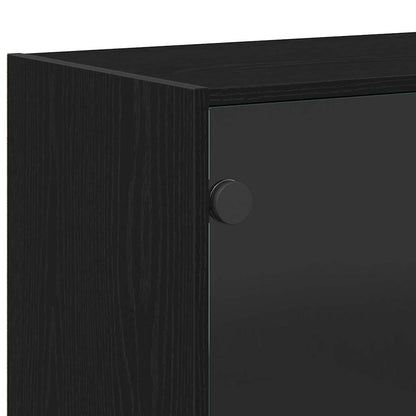Highboard Sort 68 X 37 X 142 Cm Konstrueret Træ - Billede 9