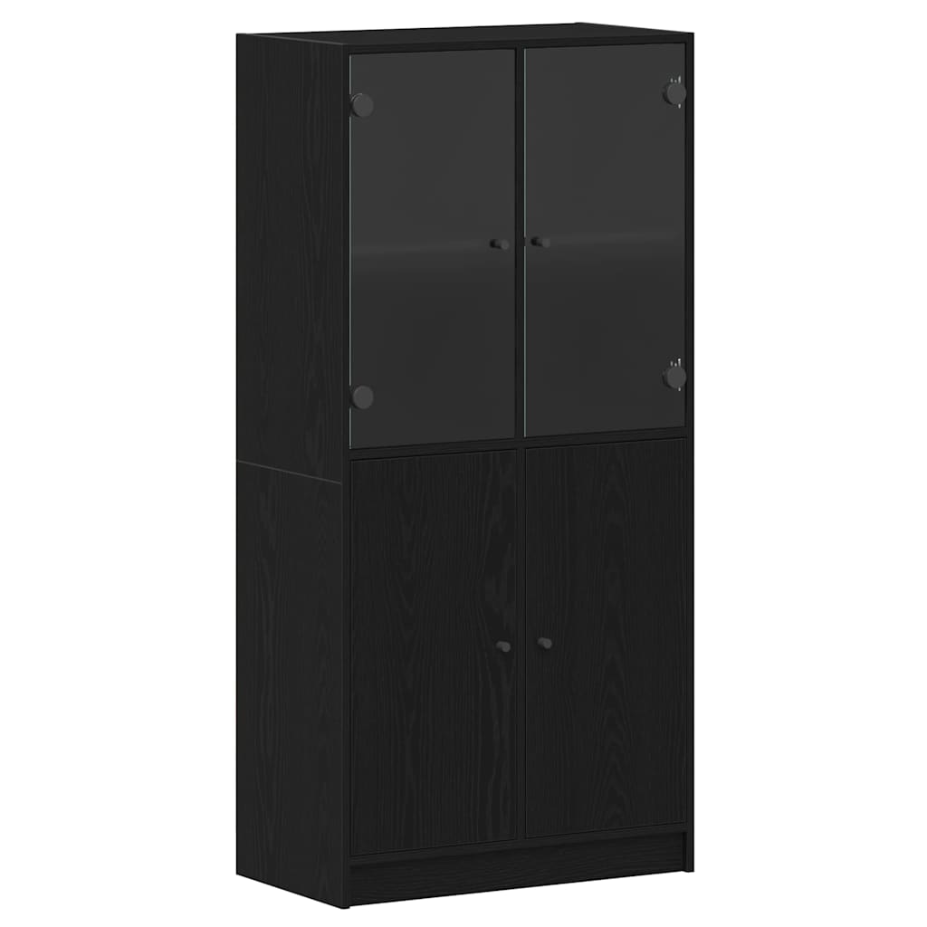 Highboard Sort 68 X 37 X 142 Cm Konstrueret Træ - Billede 2