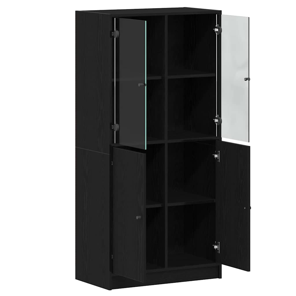 Highboard Sort 68 X 37 X 142 Cm Konstrueret Træ - Billede 5