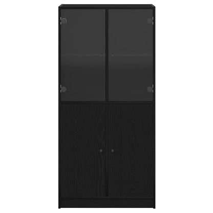 Highboard Sort 68 X 37 X 142 Cm Konstrueret Træ - Billede 7