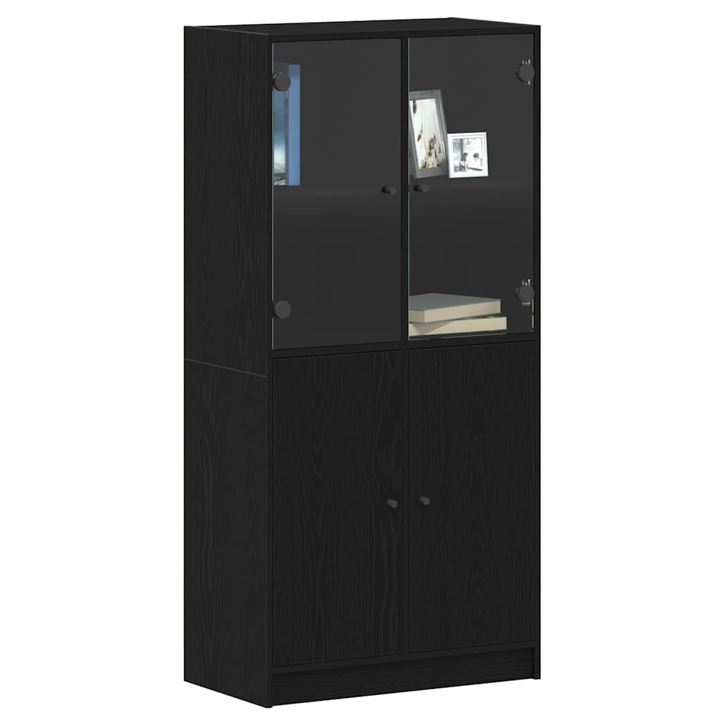 Highboard Sort 68 X 37 X 142 Cm Konstrueret Træ - Billede 3