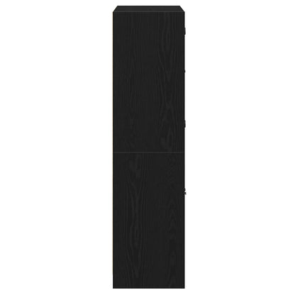 Highboard Sort 68 X 37 X 142 Cm Konstrueret Træ - Billede 8