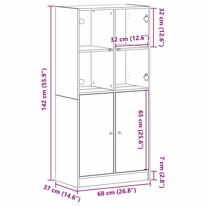 Highboard Sort 68 X 37 X 142 Cm Konstrueret Træ - Billede 11