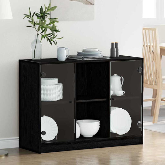 Sideboard Sort Eg 102 X 37 X 75.5 Cm Konstrueret Træ - Hovedbillede