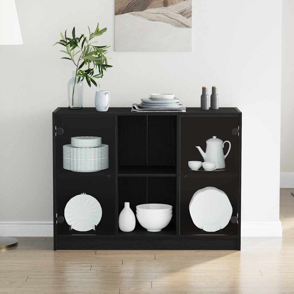 Sideboard Sort Eg 102 X 37 X 75.5 Cm Konstrueret Træ - Billede 4