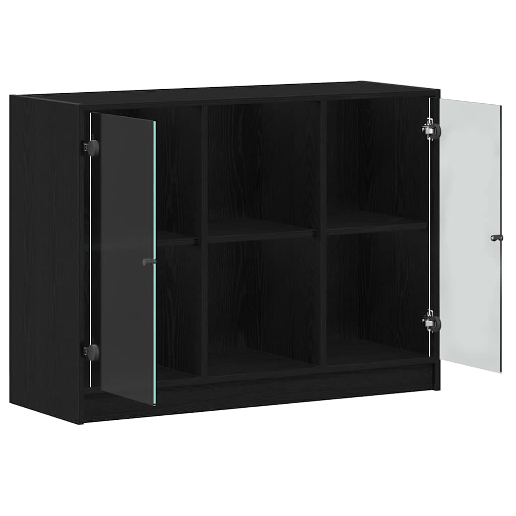 Sideboard Sort Eg 102 X 37 X 75.5 Cm Konstrueret Træ - Billede 5