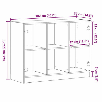 Sideboard Sort Eg 102 X 37 X 75.5 Cm Konstrueret Træ - Billede 11