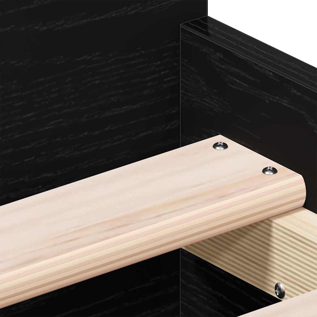 Sengestel Med Hovedgærde Sort Eg 75 X 190 Cm Konstrueret Træ - Billede 9