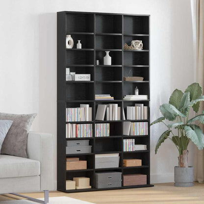 Cd-skab Med Hylde Sort Eg 101 X 23 X 177,5 Cm Konstrueret Træ - Hovedbillede