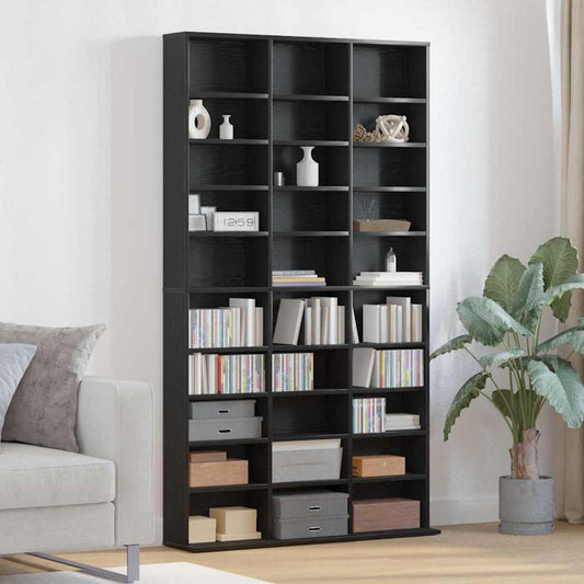 Cd-skab Med Hylde Sort Eg 101 X 23 X 177,5 Cm Konstrueret Træ - Hovedbillede