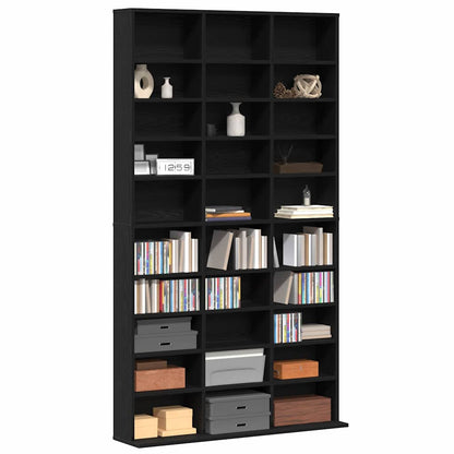 Cd-skab Med Hylde Sort Eg 101 X 23 X 177,5 Cm Konstrueret Træ - Billede 3