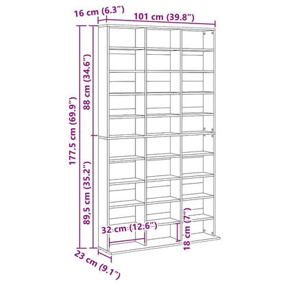 Cd-skab Med Hylde Sort Eg 101 X 23 X 177,5 Cm Konstrueret Træ - Billede 10