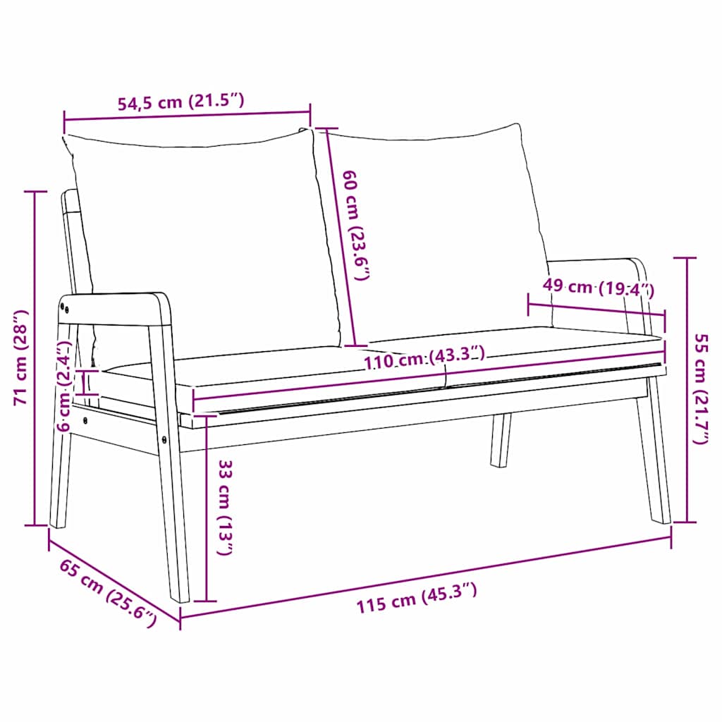 Havebænk Olie Naturlig 115 X 65 X 71 Cm Massivt Akacietræ - Billede 9