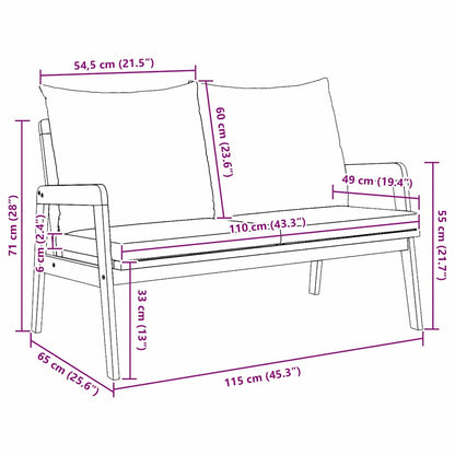 Havebænk Olie Naturlig 115 X 65 X 71 Cm Massivt Akacietræ - Billede 9