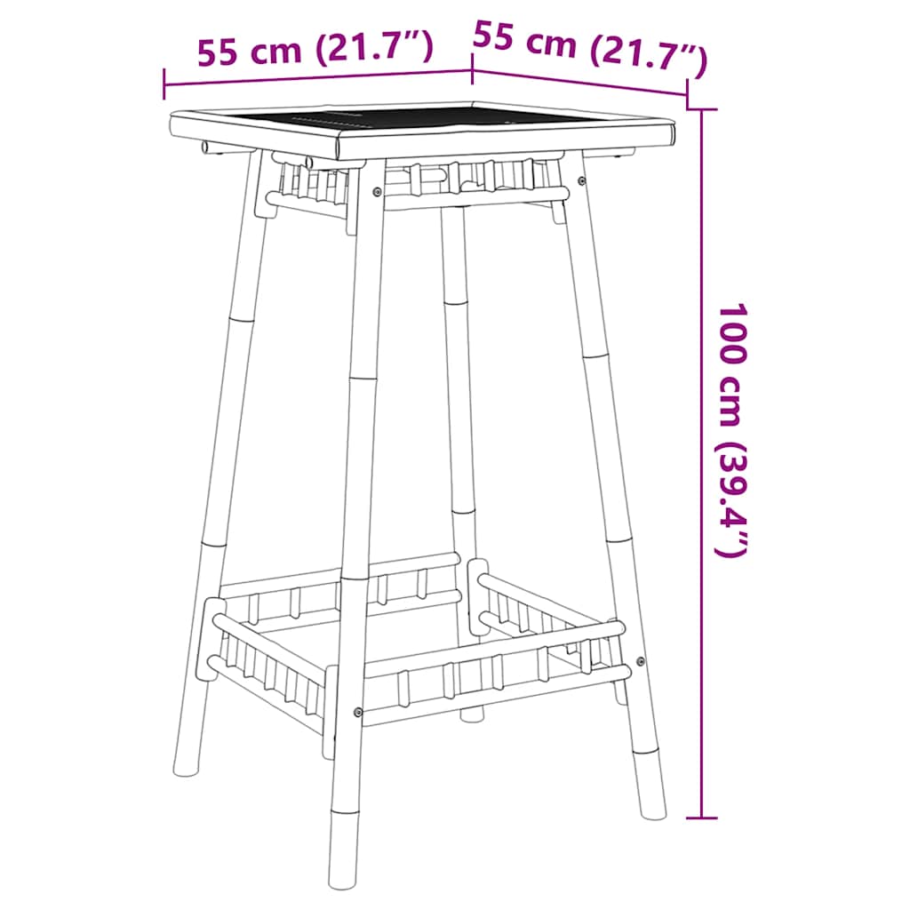Udendørs Barbord Firkantet 55x55x100 Cm Bambus - Billede 11