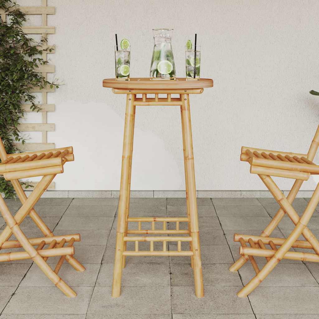 Udendørs Barbord Rundt Ø55x100 Cm Bambus - Billede 3