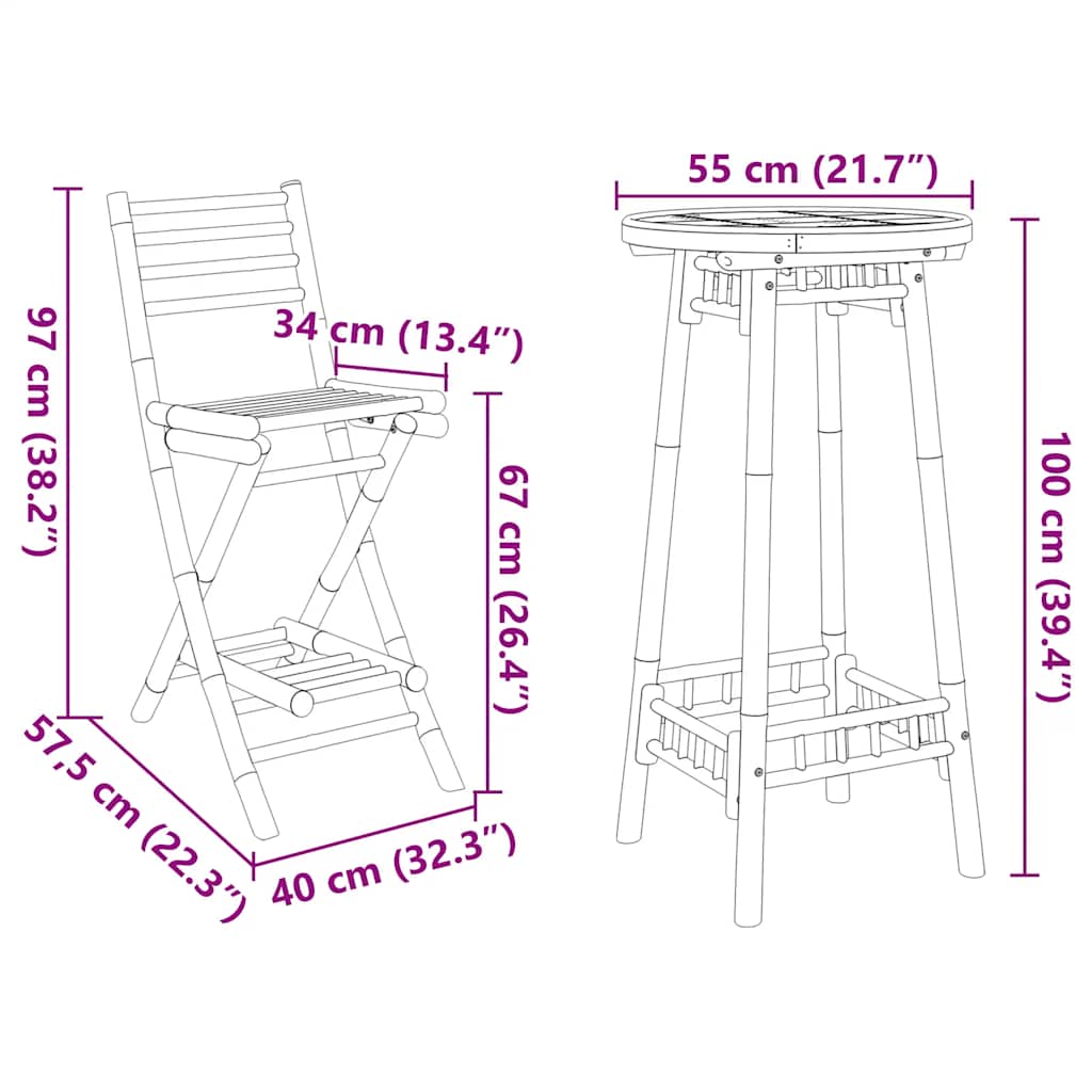 Udendørs Bar T Ø55X100 Cm Bambus