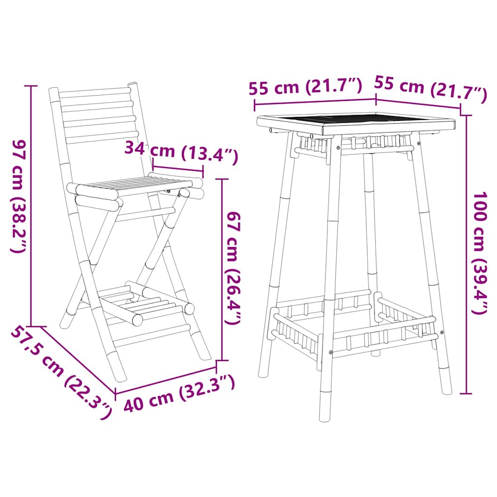 Udendørs Bar T Ø55X100 Cm Bambus